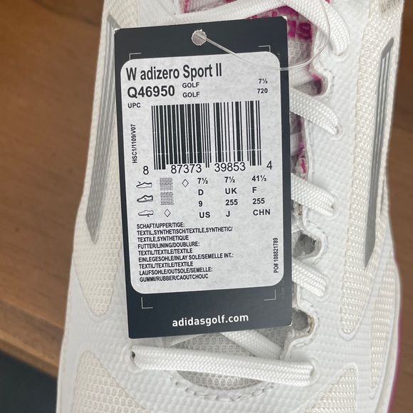 Adidas Women's Athletic Shoes in White and Pink Spikeless Golf Shoes - Picture 4 of 5